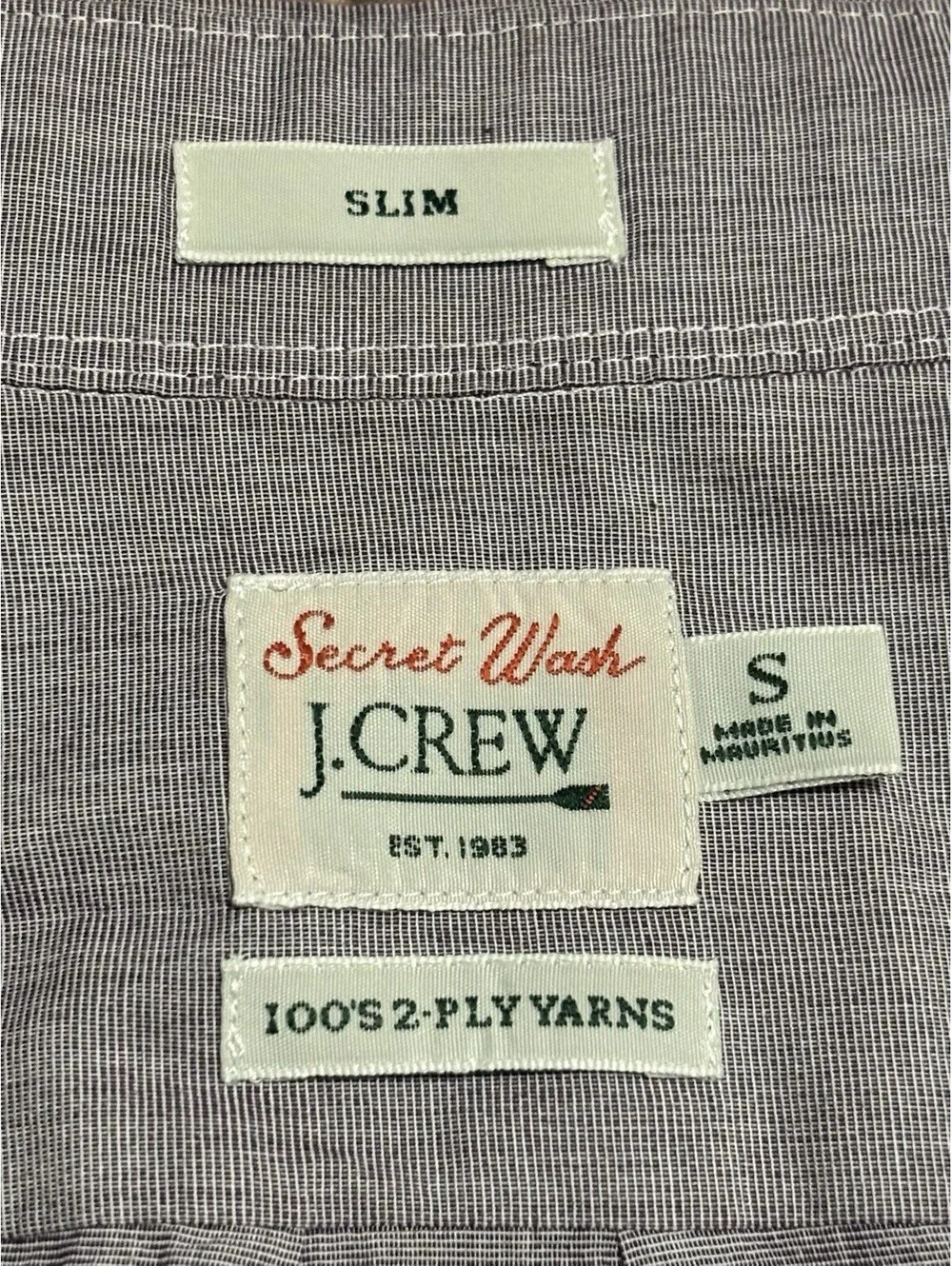 J Crew Shirt Mens Small Secret Wash 100s 2 Ply Yarns Slim Fit Purple